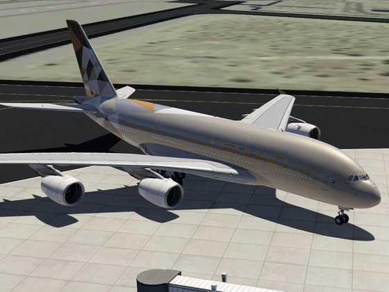 Etihad A380 departure out of Palm Springs KPSP