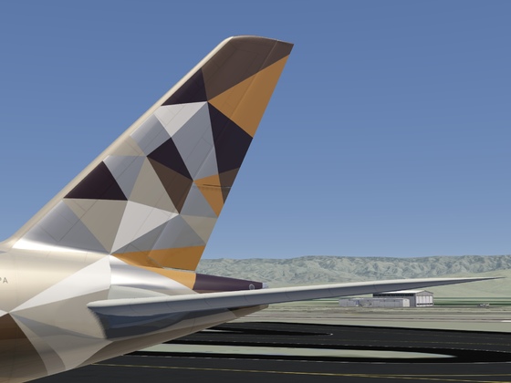 Etihad A380 departure out of Palm Springs KPSP