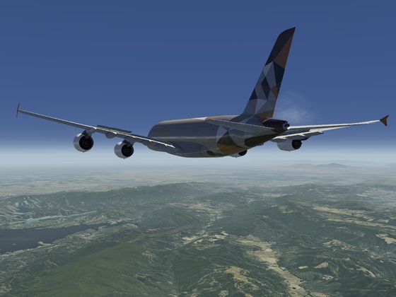 Etihad A380 flight from Palm Springs to Travis AFB