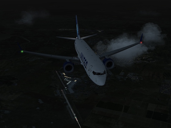 Departure out of Modesto City airport flight to Palm Springs 737Max United