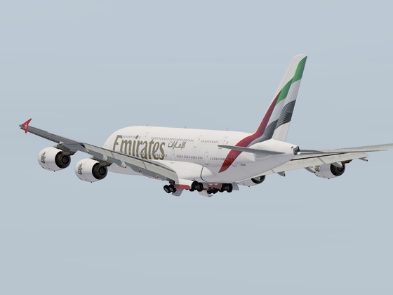 Departure out of KSJC airport Emirates A380