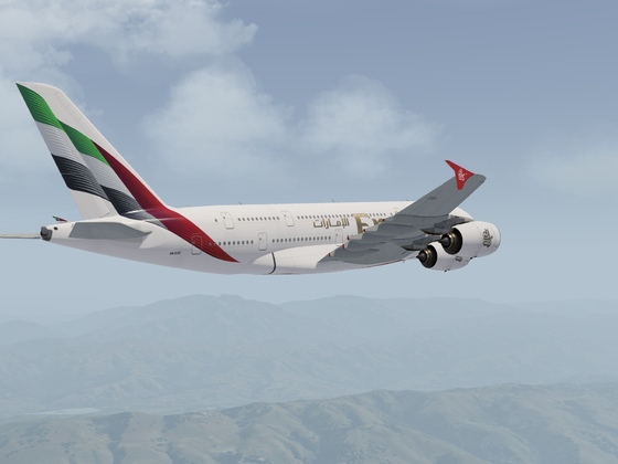 Departure out of KSJC airport Emirates A380