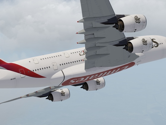 Departure out of KSJC airport Emirates A380