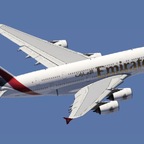 Emirates A380 departing out of Denver