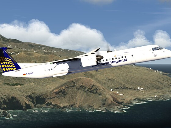 Q400 leaving El Hierro GCHI