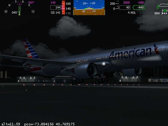 B777-300ER landing at KLGA night
