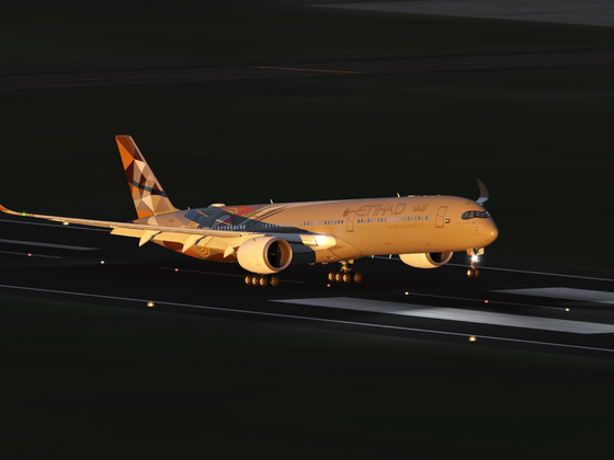 Etihad A35k landing at Brunei